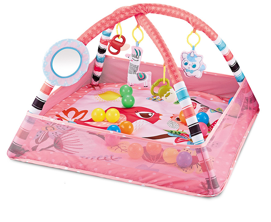 Baby Play Gym Mat with Ball Pit Activity Gym Center Tummy Time Mat Thickened Mat Sensory Exploration Motor Skill Develop