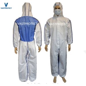  Item Disposable Coveralls with Breathable Blue SMS Back Panel Customized Request Manufactures