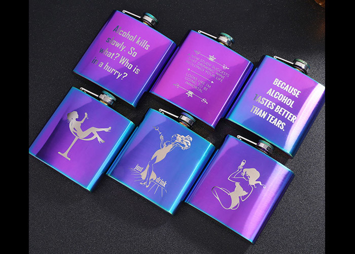 Colorful Stainless Steel Wine Bottle Womens Hip Flask Western Style