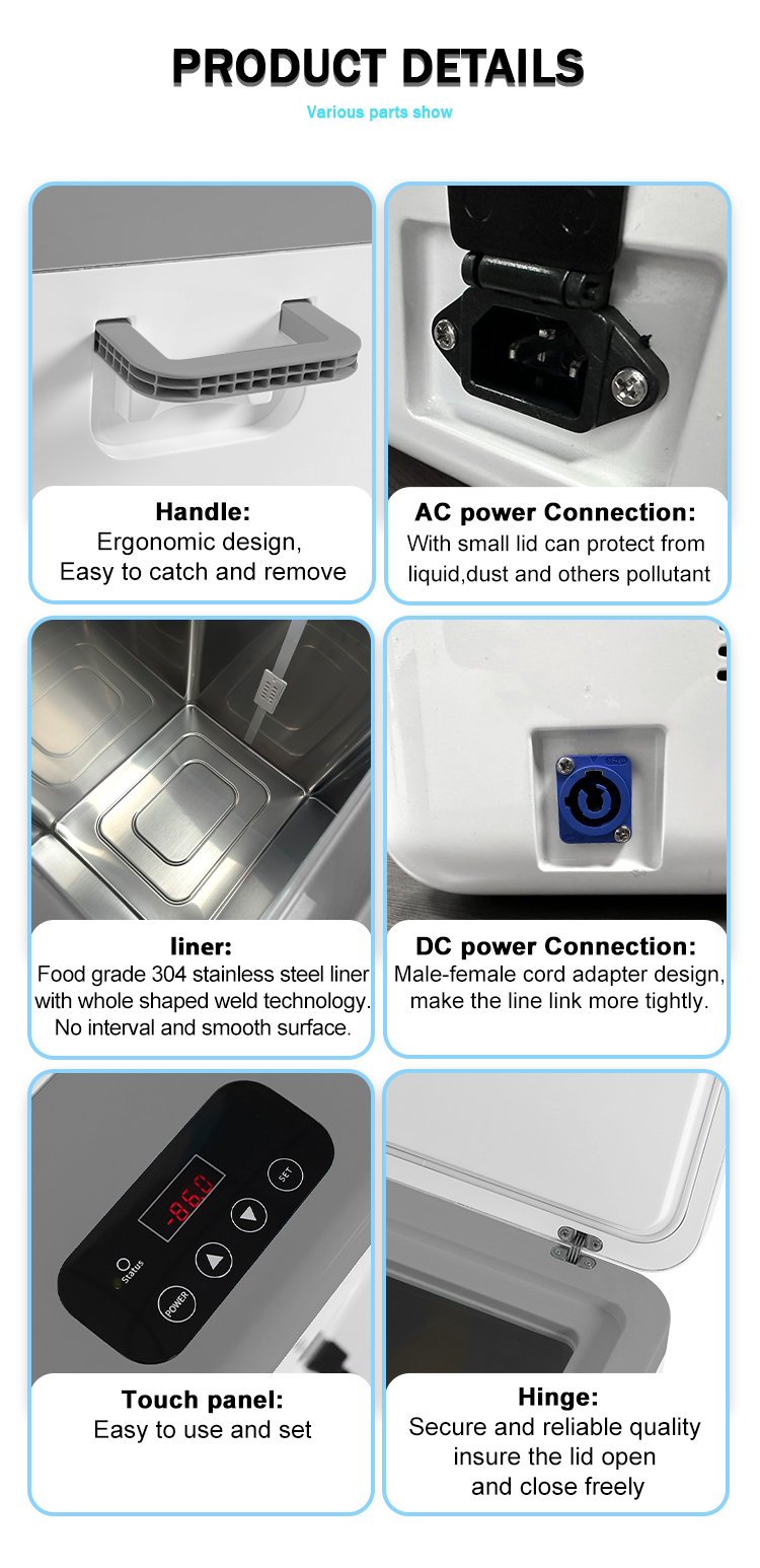 25L -86 Portable Ultra Low Temperature Medical Laboratory Sample Storage Transfer Stirling Freezer