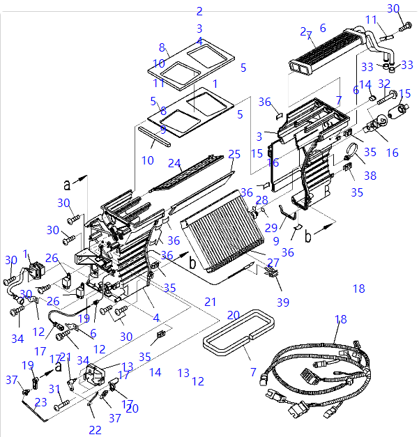 423-07-31563 423-07-31562 Evaporator KOMATSU Wheel Loader Air Conditioner Parts For WA150-6