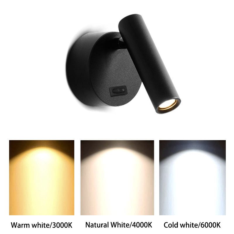 Wall mounted european style BJB switch 3W led reading wall light bedside indoor led headboard wall light