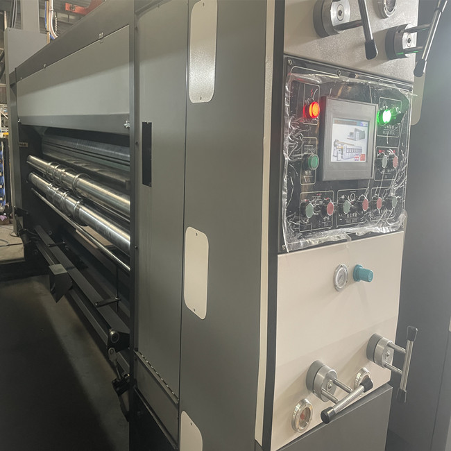 ISO PLC control Corrugated Carton Flexo Printing Machine With Slotting Die Cutting Stacker