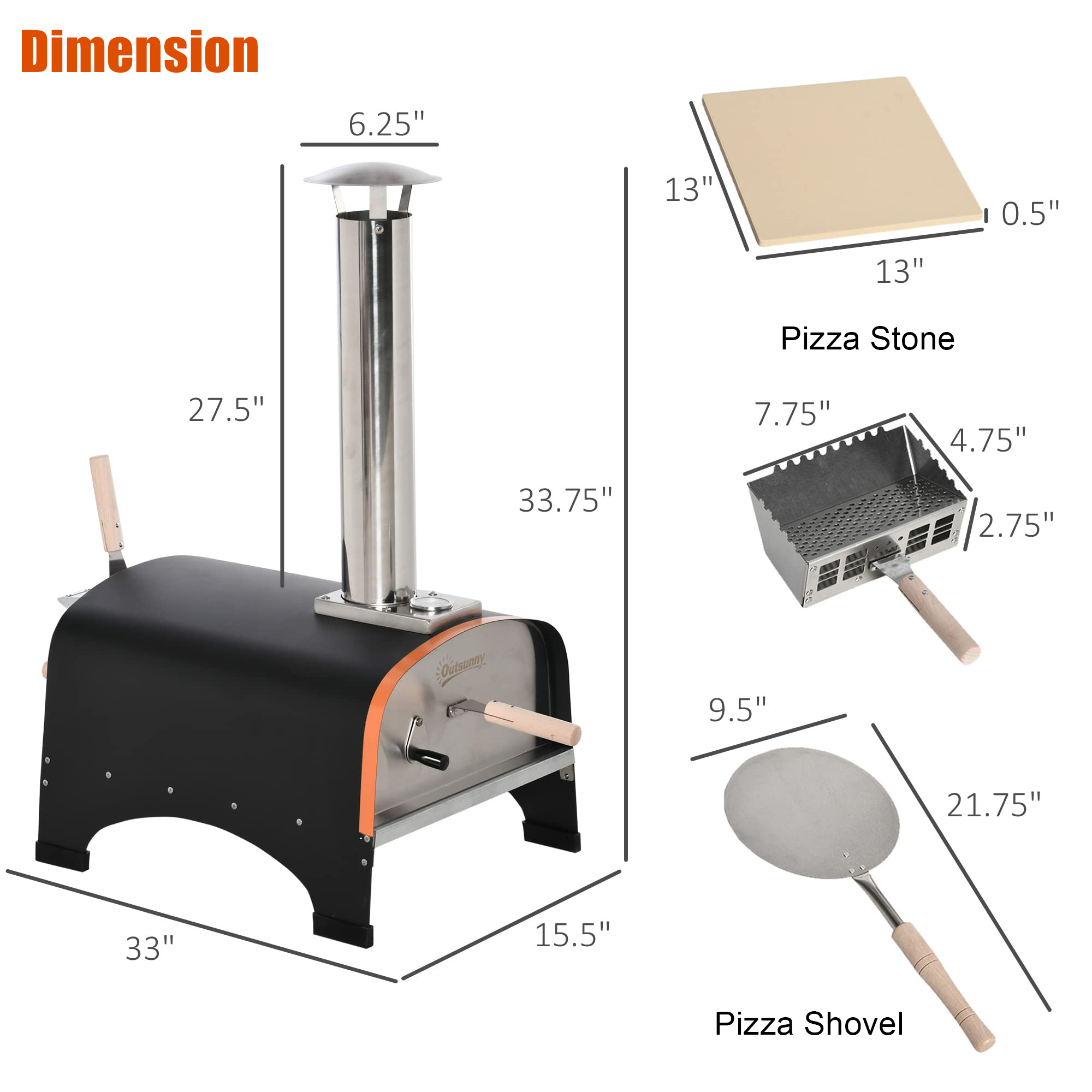 Outdoor Garden Patio Pizza Oven with Pizza Stone and App-Controlled Wood Fired Design