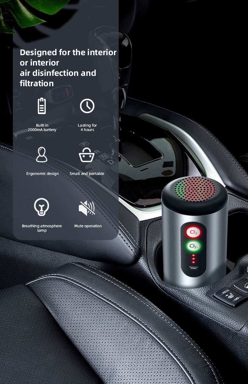 Homefish OEM Car Air Purifier UV Ozone New Ionic Portable Ionizer Ozone Generator Air Purifier for Car Usb Home Appliances