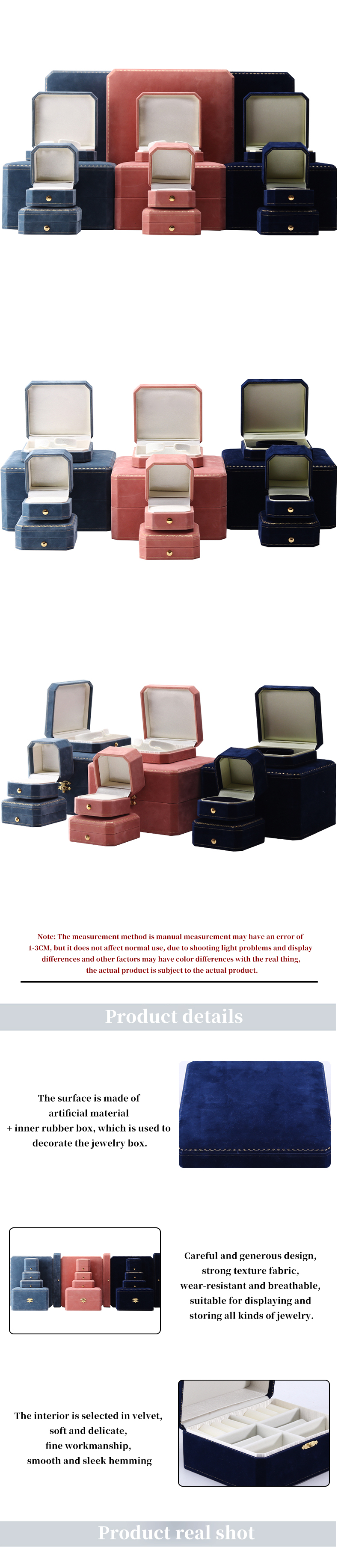 Rectangle Velvet Jewelry Box for Custom Luxury Pattern Necklace and Bracelet Set