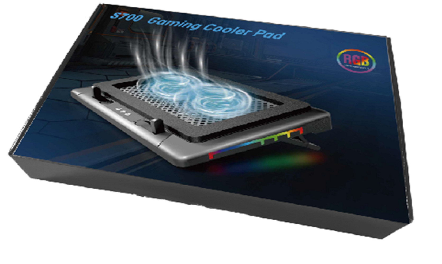 Laptop Cooling Tray With RGB Lighting Two 14cm Fans Running At 1400±10% RPM 7 Levels Of Height Adjustment For Gamers DIY Enthusiasts