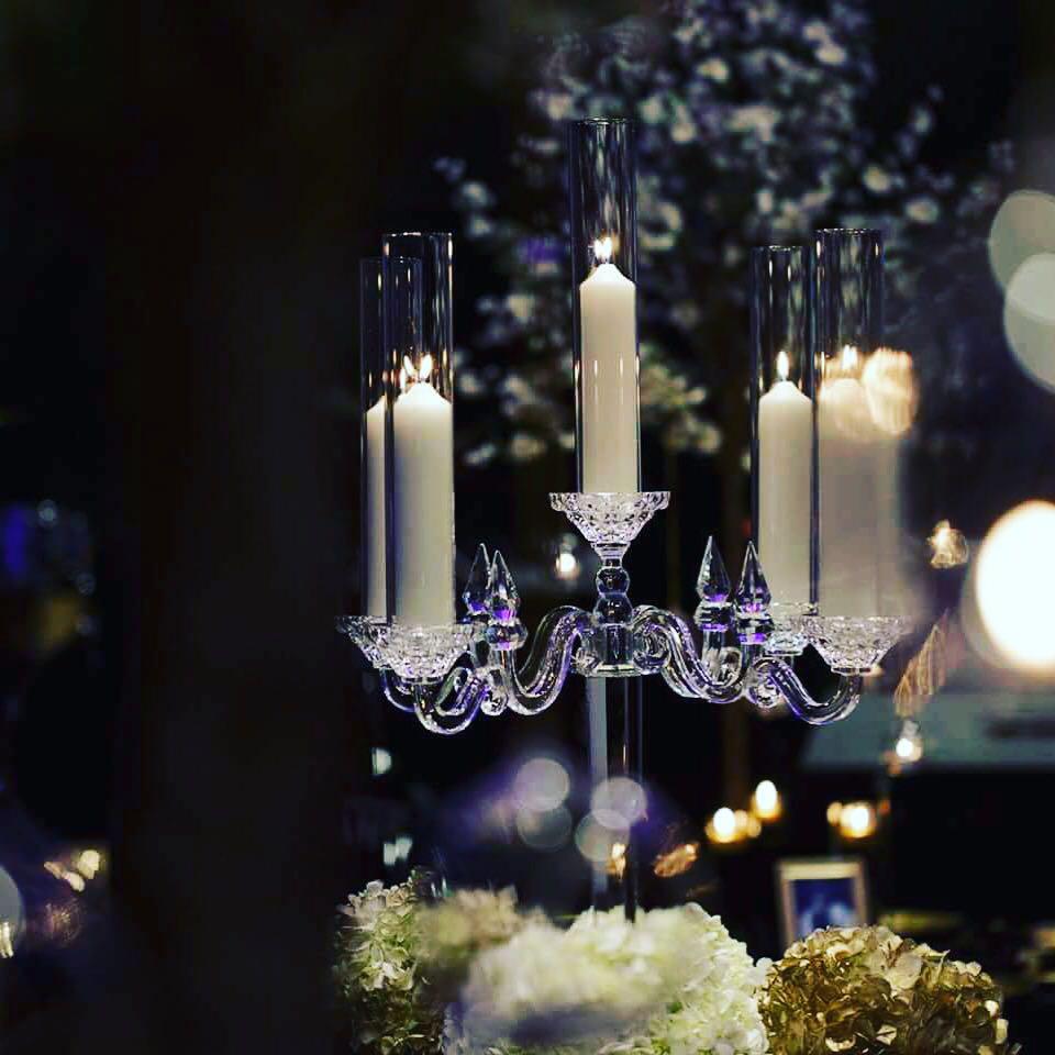 5 Arms Piece Crystal Glass Candelabra Tube Centerpieces Event Decoration 110CM