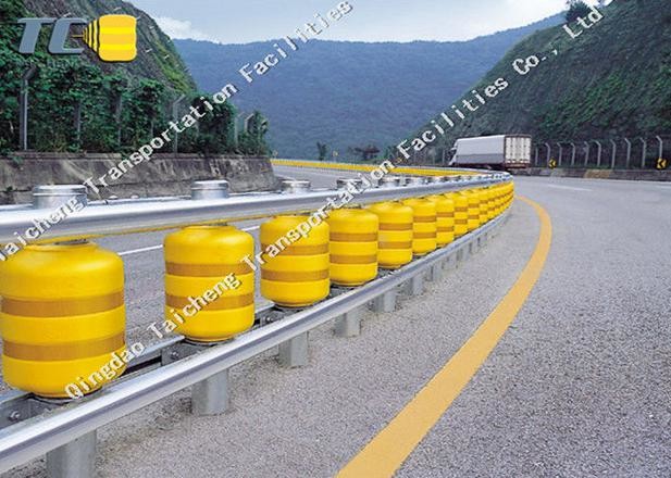 Q345 Metal Beam Crash Barrier Roller Ethylene Vinyl Acetate Copolymer Material
