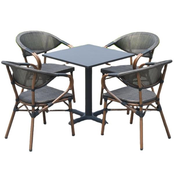 Quality W160cm D90cm Table 4 Seater Rattan Garden Furniture , Rattan Bar Set Plywood for sale