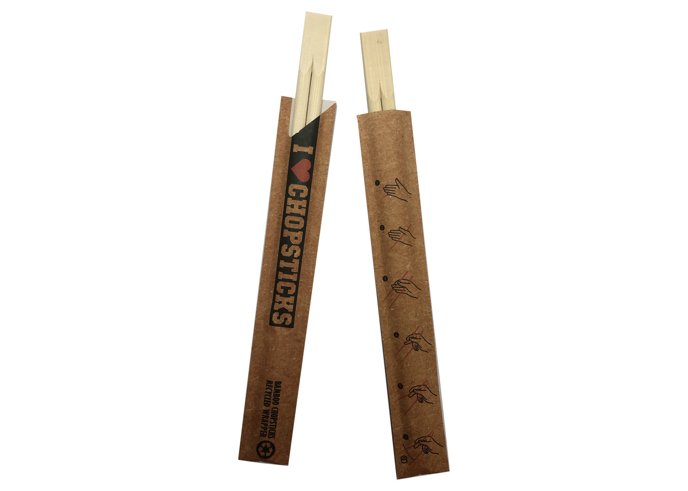 Eco Friendly Nature 21cm Twins Disposable Bamboo Chopsticks With Sleeve