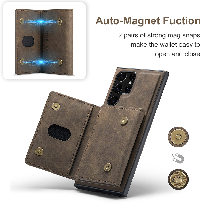 NO Private Mold PU Leather Magnetic Card Pocket Case for Samsung Galaxy S22 S23 Ultra
