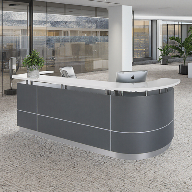 Artificial Stone Countertop, Front Desk Painting Process, Curved Reception Desk,