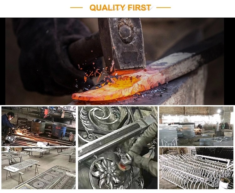 OEM Wrought Iron Balcony Railing Hot Dip Galvanize Powder Coating Finish