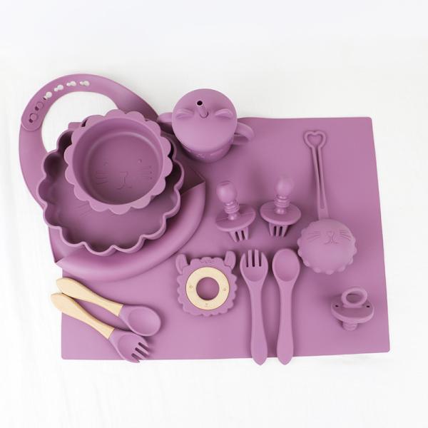 customized silicone products Food Grade Silicone feeding Set Cartoon cat Style