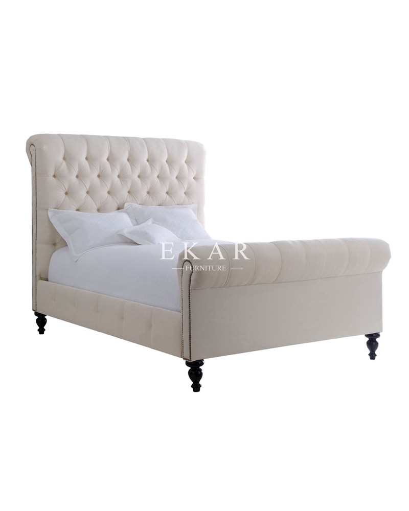 Modern Bedroom Furniture Simple Design Wooden King Size Sleigh Bed