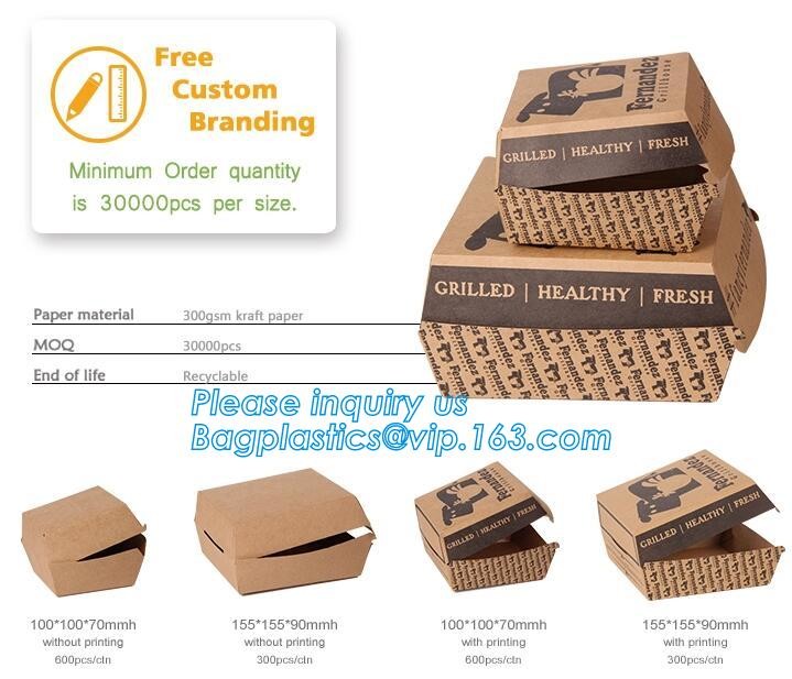 Take out Food Packing food containers Biodegradable Lunch Box Disposable Kraft Paper Box,brown kraft paper food box / Wh