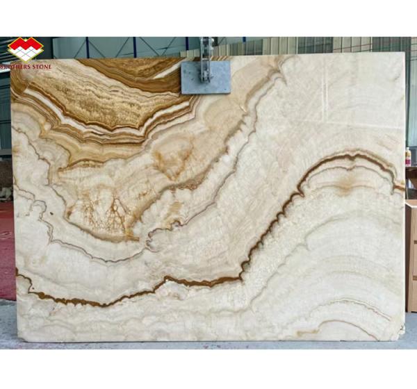 Modern Onyx Marble Gold Vein Wooden Yellow Golden Grain Bathtub Decor for Modern