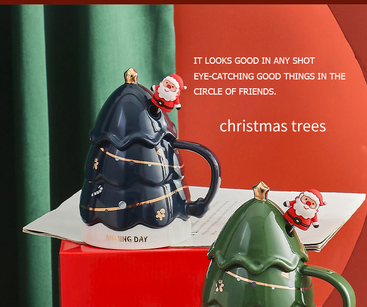 Christmas tree creative water sublimation cup ceramic mug coffee high-value couple sublimation cup