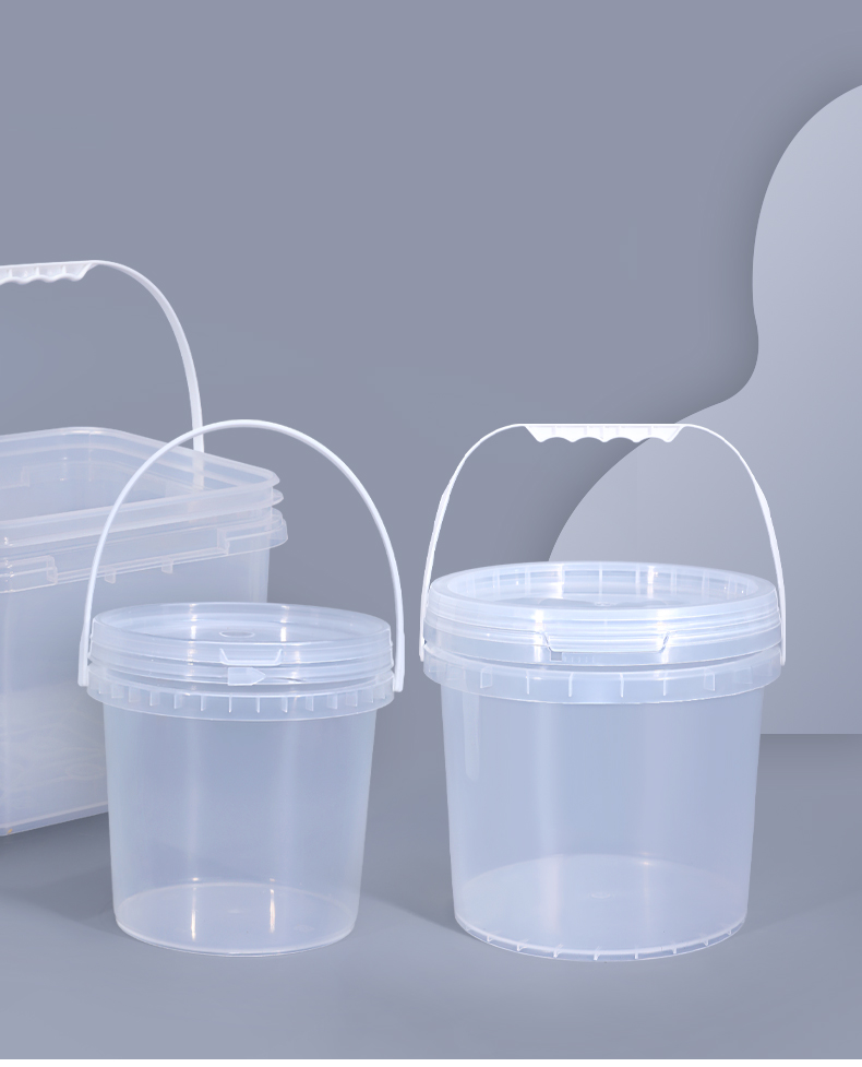Direct Round 1L Food Grade Clear Gallon Bucket for Snack Fruit Beverage Milk Tea Storage