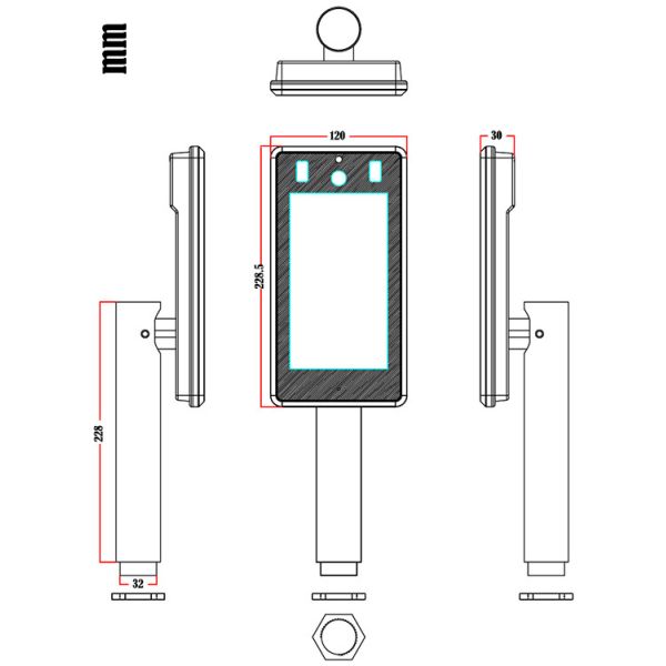 ROHS 8" IPS Screen AI Face Recognition Infrared Thermometer