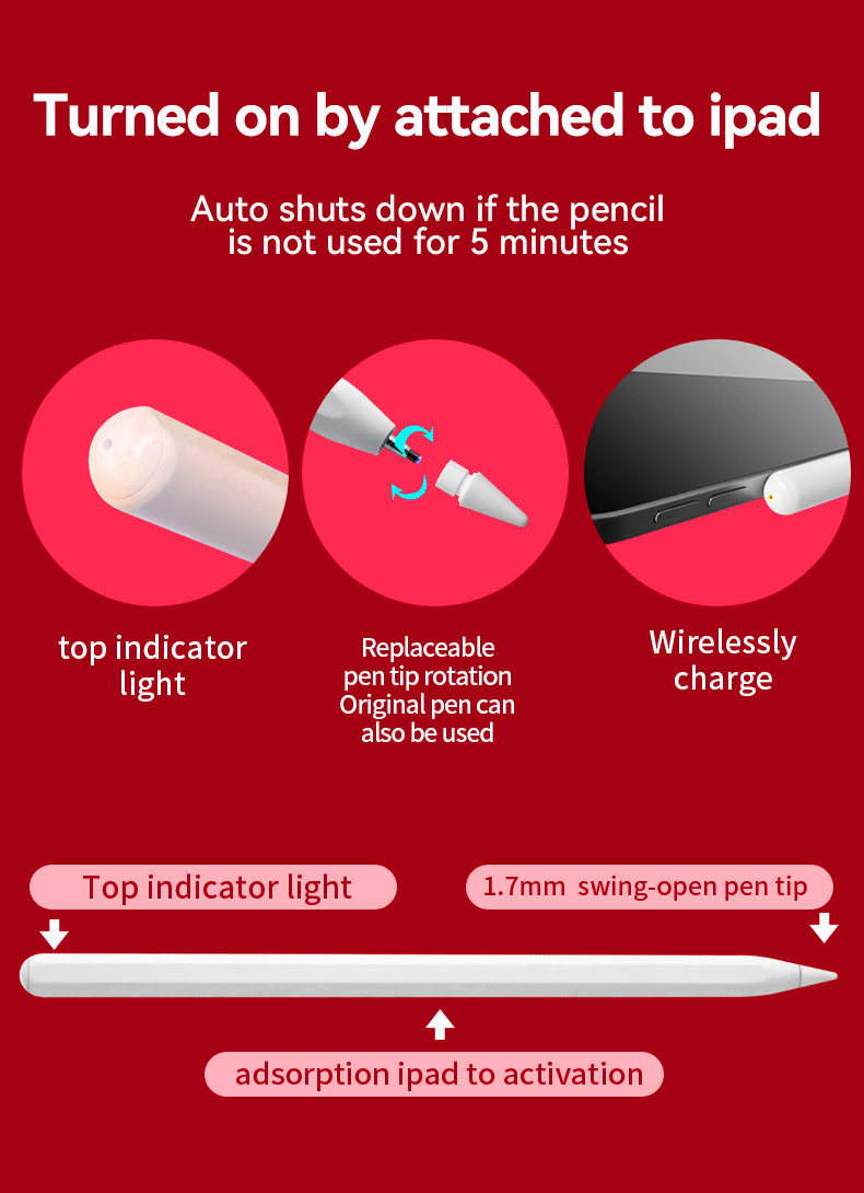 High Precision 0.2mm Active Stylus Pencil Compatible With Ipad / IPad Mini / Ipad Pro