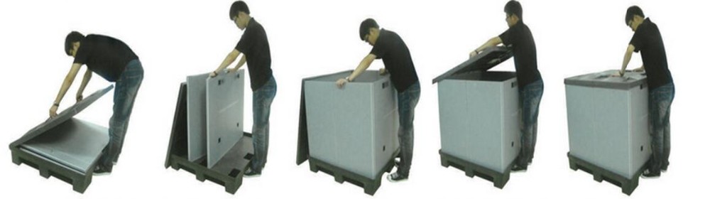 auto pack plastic hopper transport storage pallet box packaging automotive gaylord box with hinged lids