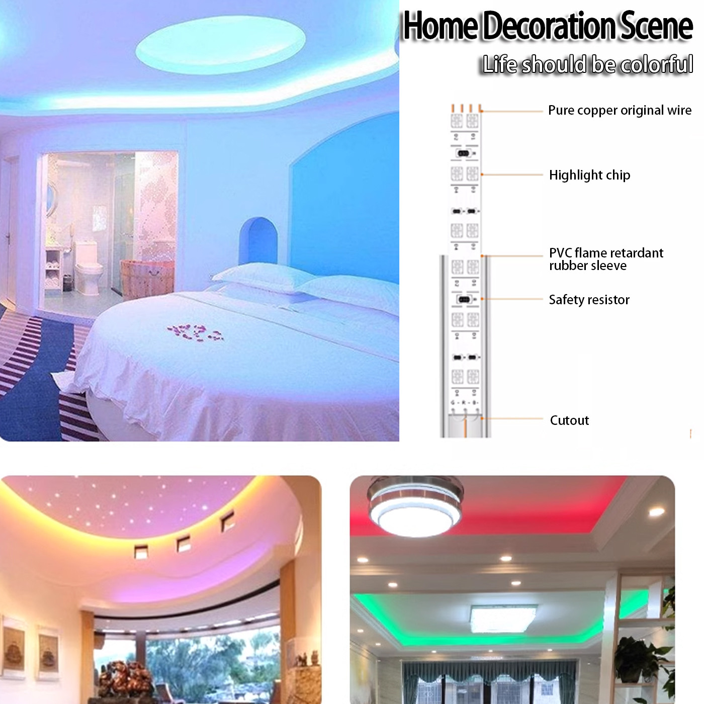 LED Light Strip Colorful Color Change Living Room Ceiling Home Smart Atmosphere Light Neon Waterproof RGB Light Strip