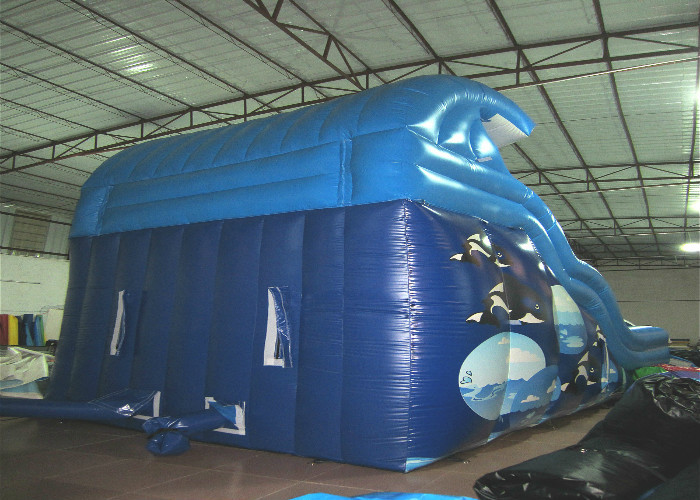 Big Party Commercial Inflatable Water Slides 16 X 3.6 X 6m Silk Printing Safe Nontoxic