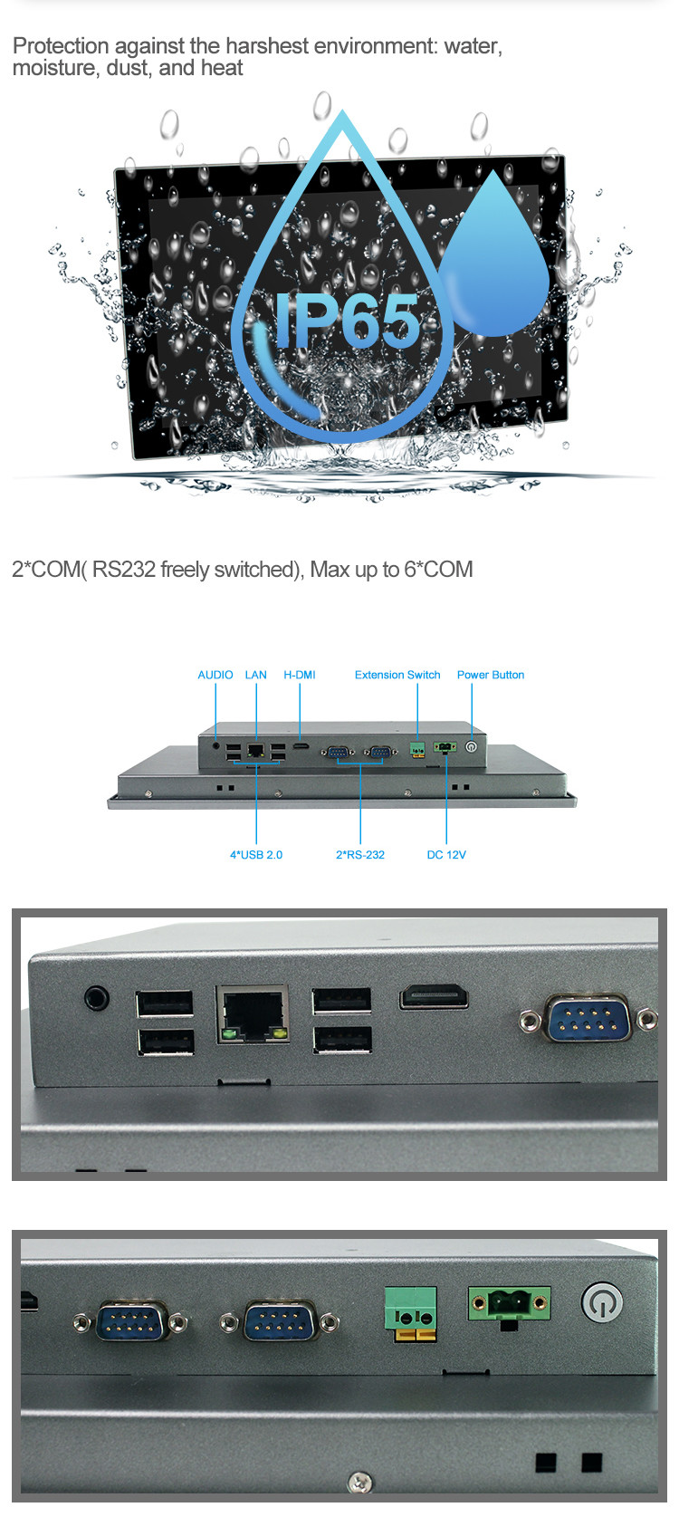 OEM Desktop Industrial Wifi Android Touch Panel PC Ip65 Waterproof