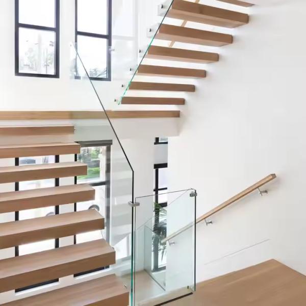 Solid Wood Floating Staircase for Indoor Home DIY Residential House From Foshan