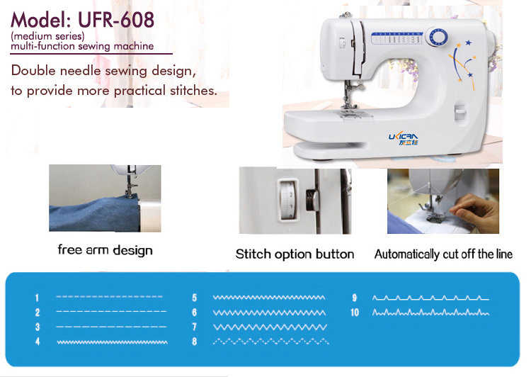 Butterfly Sewing Machine for Clothes Easy Operation White Body Blue Yellow Printing