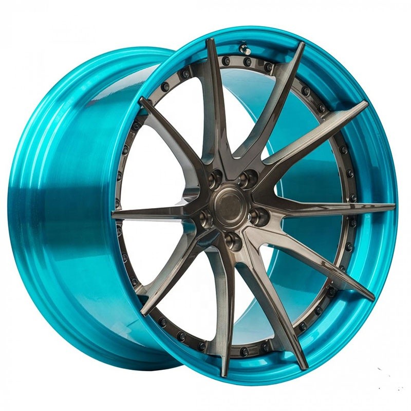 factory Customized 2 piece super deep concave brushed bronze polished lip forged wheel