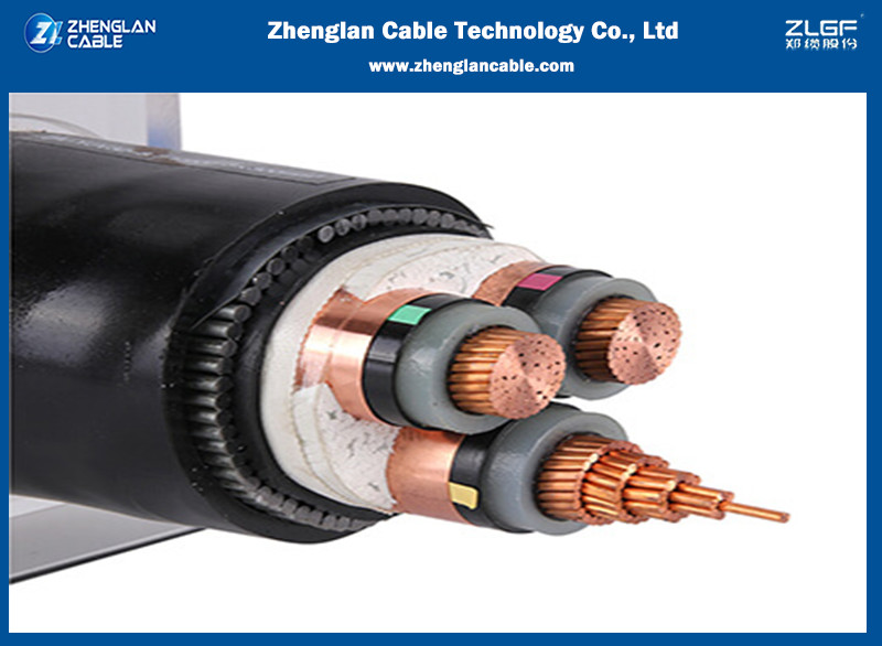 3x120mm2 MV Armored PVC Jacket Power Cables IEC 60502 Copper Conductor