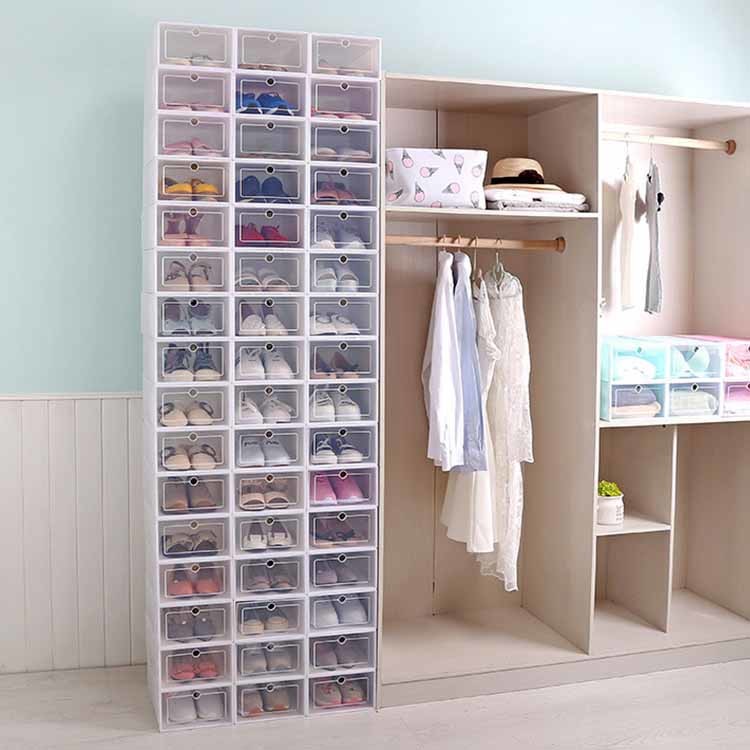 Dustproof Hard Plastic Shoe Boxes , Sturdy Shoe Box Containers 33*24*13.5cm