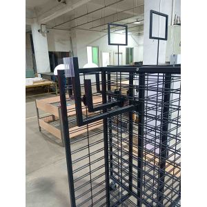 Robust 4 Way Wire Mesh Display Rack Rolling Gridwall Display Powder Coated AT