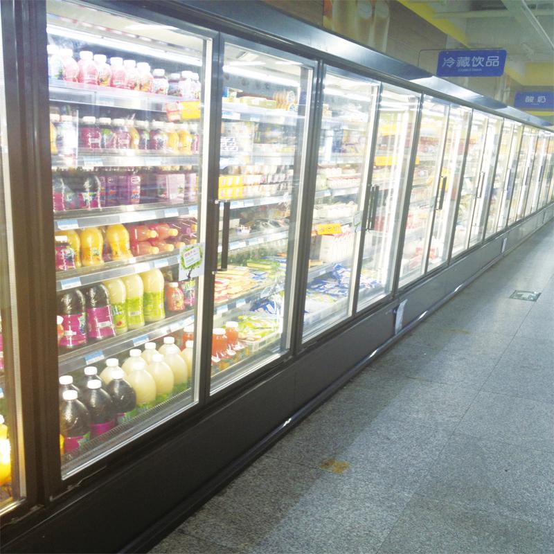 Artistic Curved Upright Glass Door Freezer 12 Doors Automatic Defrost