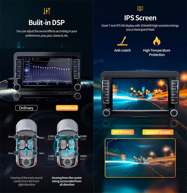 2+32G 7 Inch Touch Screen Car Stereo VW WiFi FM Radio Car Multimedia Player