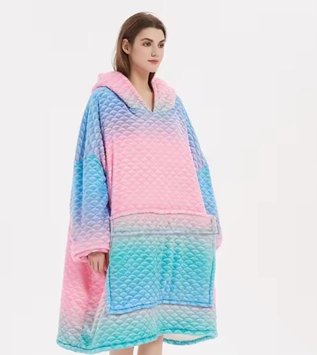 Custom Print Wearable Oversized Hooded Blankets Luxury Colorful