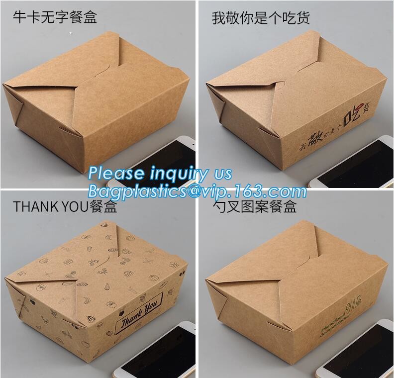 Cheap Cardboard foldable kraft paper lunch box with window,Lunch noodle fast food kraft paper box by customized logo pri