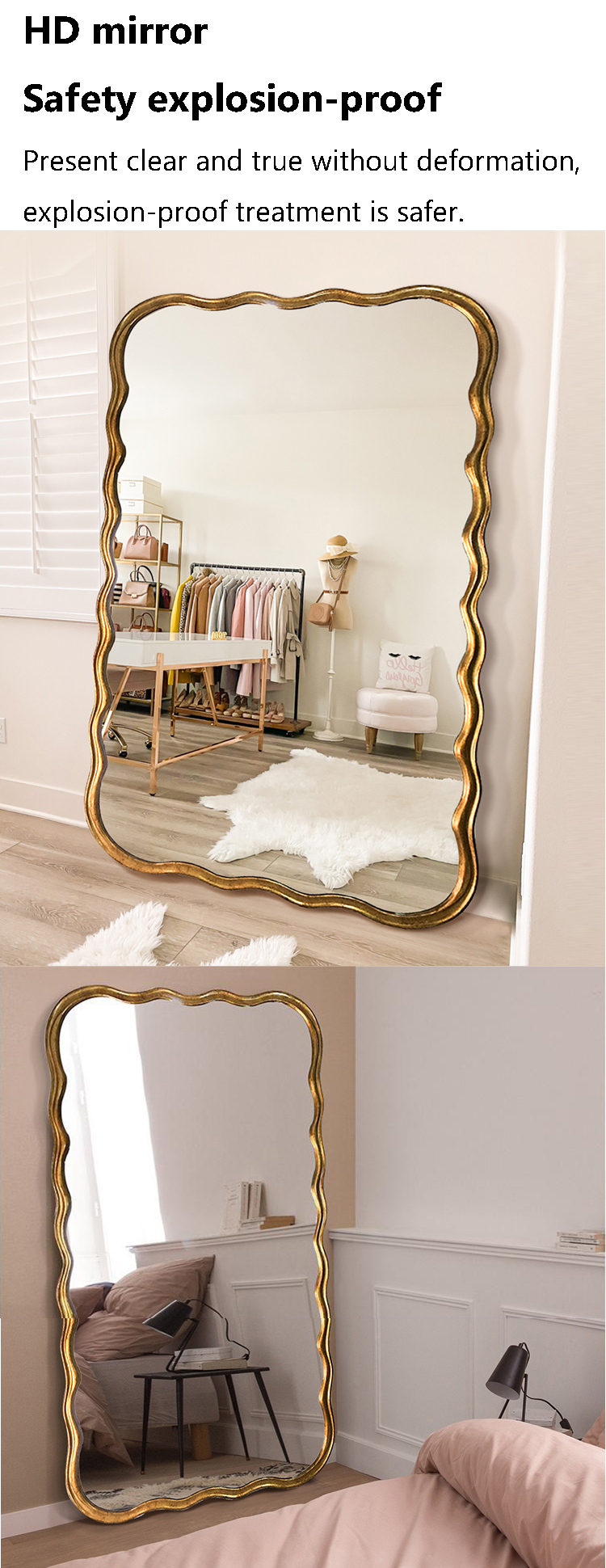 Customized Floor Length Oversized Floor Mirror Wooden Frame 71x32