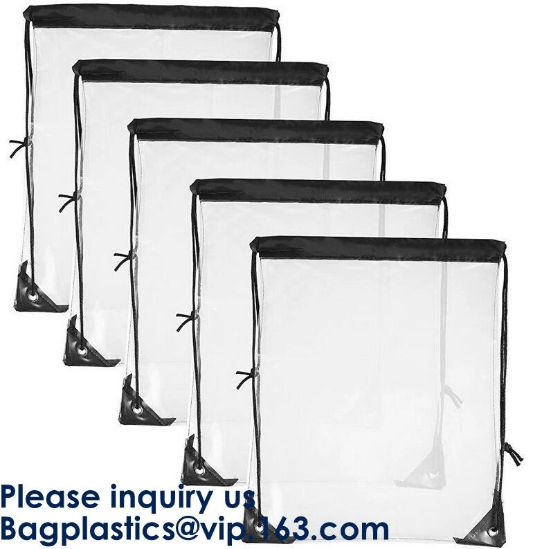OEM Design Promotion PVC Drawstring GYM Bag,Clear PVC Drawstring Bag With Gold String Promotional Reflective Plastic PVC