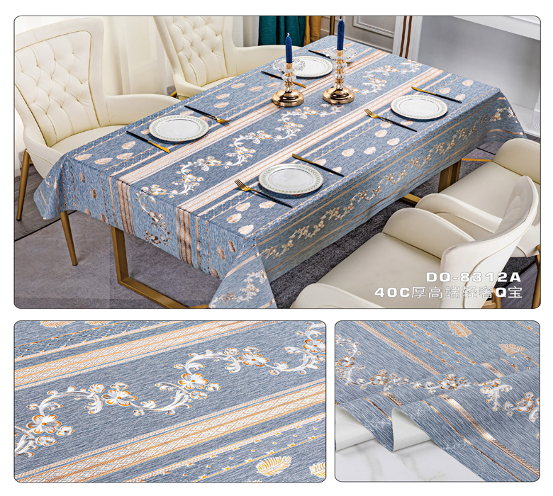 137cm*20m Waterproof Blue Golden Dining Wedding Nonwoven Waterproof Table Cloth Cover