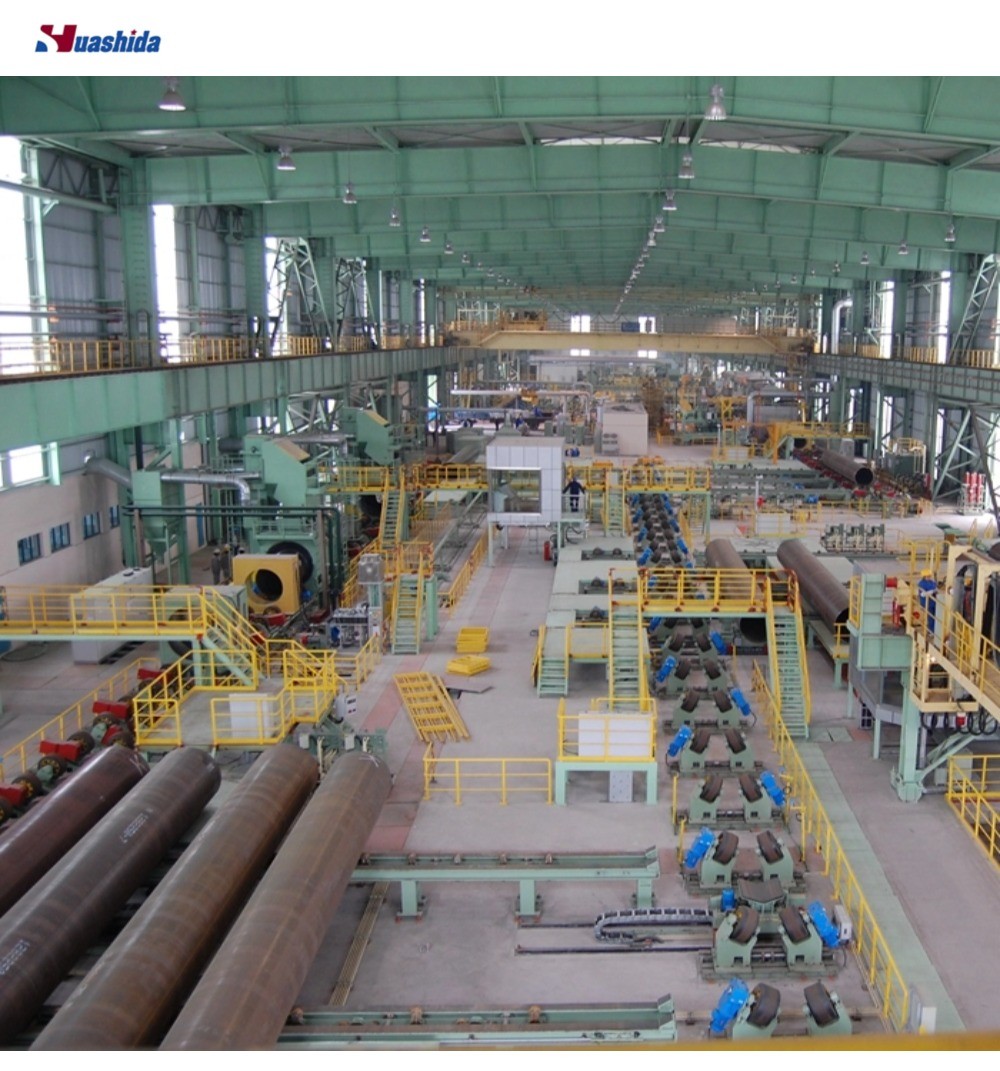 3PE Anti Corrrosive Steel Pipe Making Machine With Sand Blasting And Rust Removal