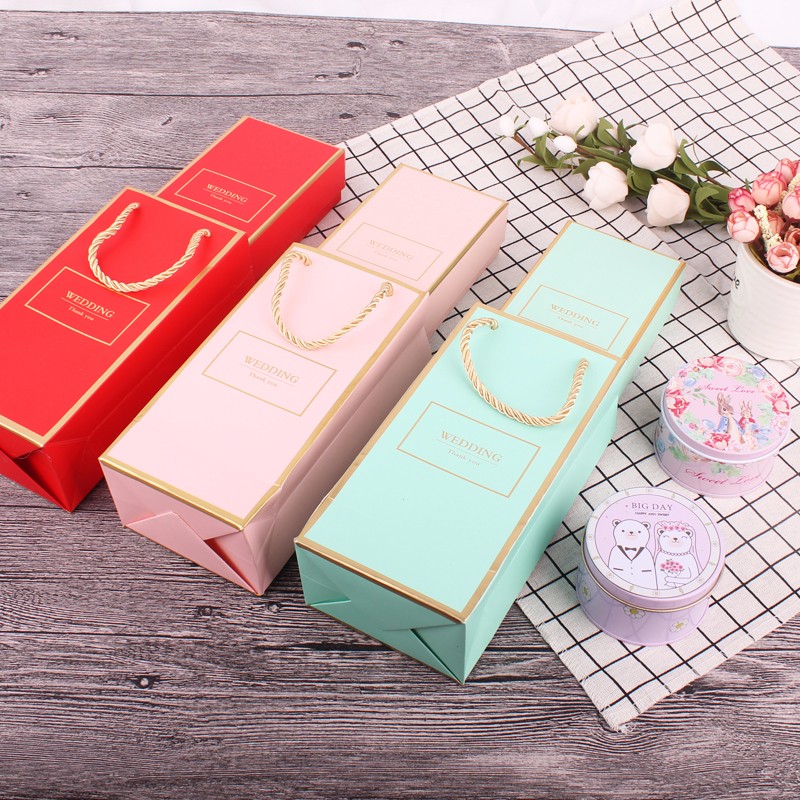 Handmade Rectangular Pink Cardboard Party Favor Boxes Giftbox Wedding OEM