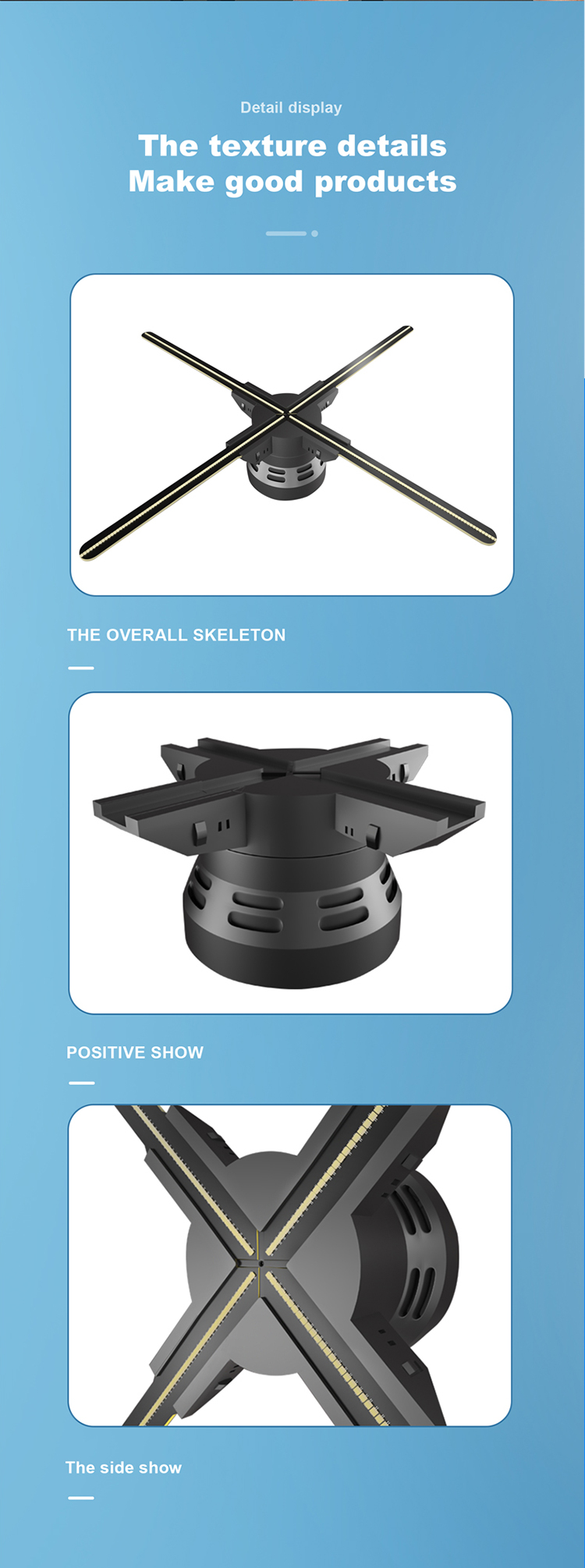 2024 Technology 65cm 4 Blades 3D Hologram Display Fan for Indoor Holographic Display