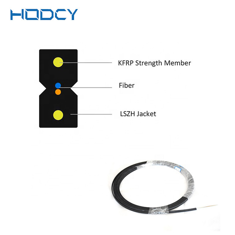 GJYXFCH-1B6-SM SC/UPC 100M 1 core 2mm*5mm FRP Steel wire Indoor Outdoor Fiber Optic Cable G657A LSZH Ftth Drop Cable