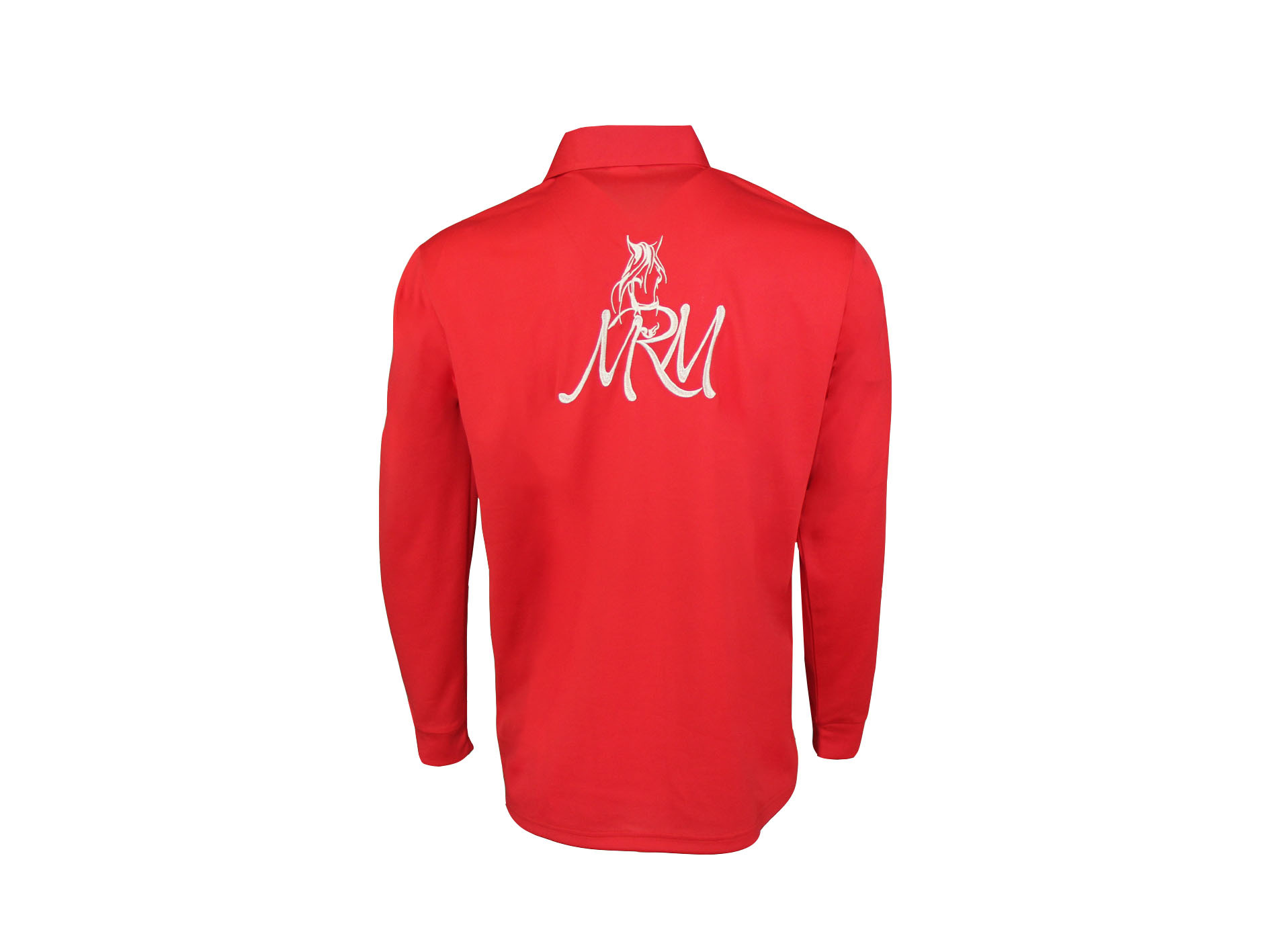 180GSM Lapel Collar Red Long Sleeve Button Up Shirt Embroidery
