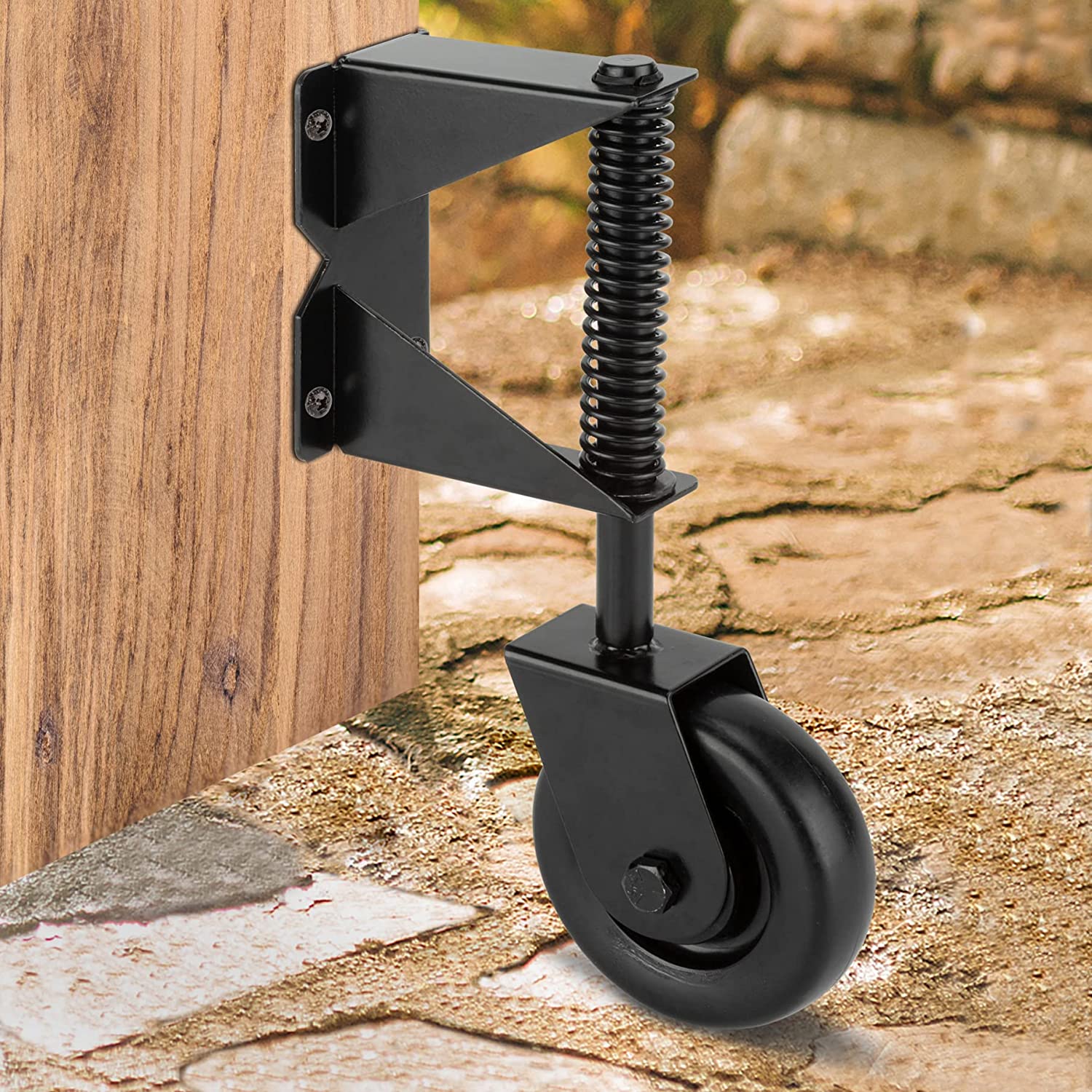 Highway Fence Heavy Duty 5inch Rubber Gate Wheel Caster with 360 Degree Mount Plate