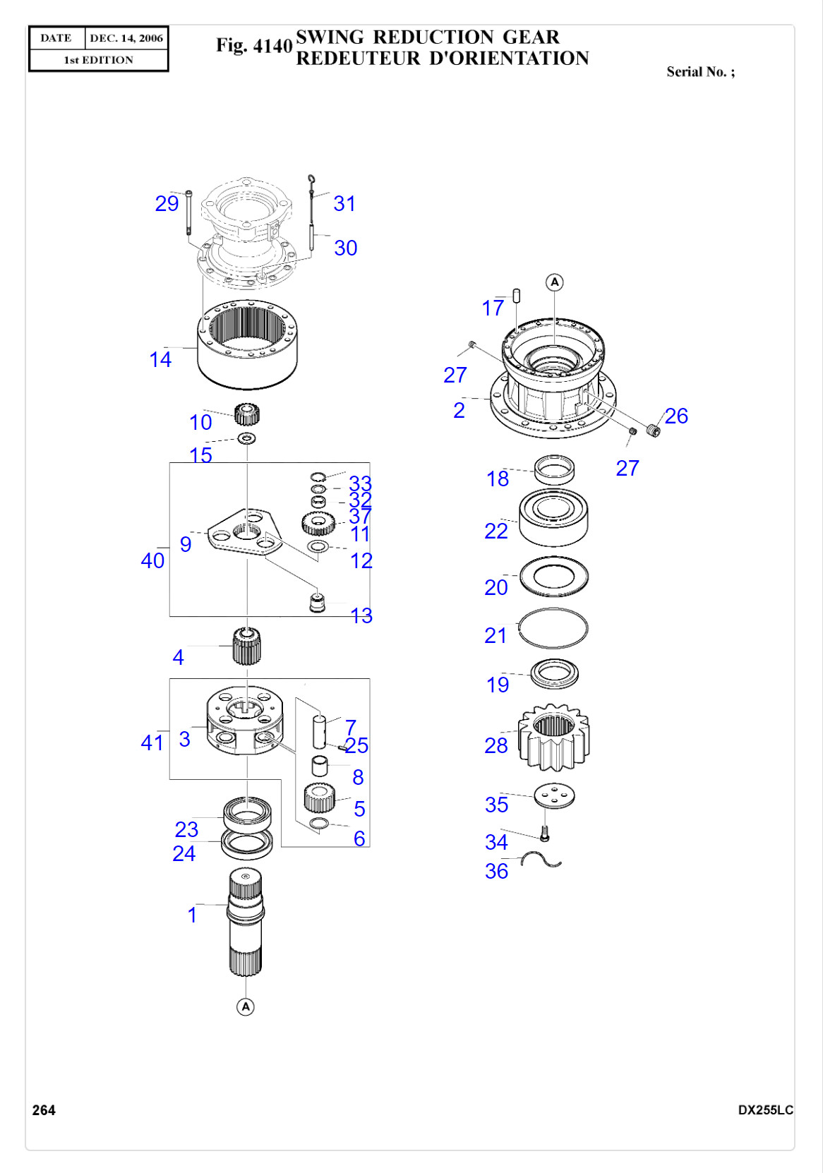 DX260 Swing Device Daewoo Swing Reduciton Gearbox DX260LC